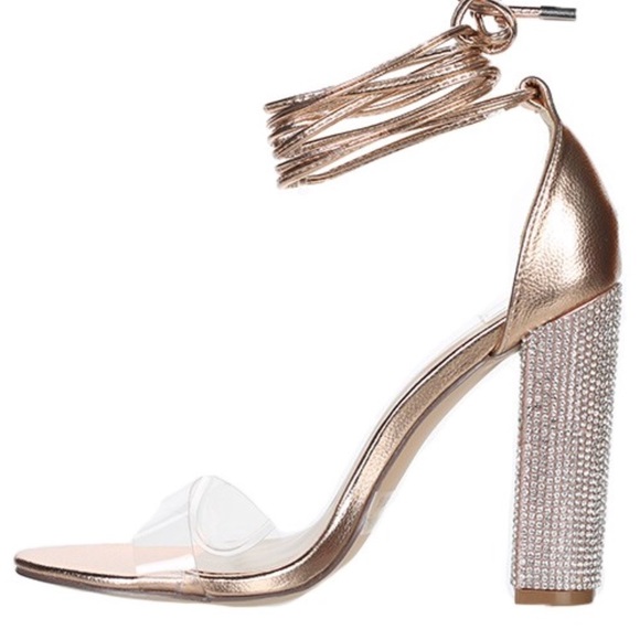🆕Femme Fatale | Diamanté Perspex Rose Gold Heels - Picture 6 of 8